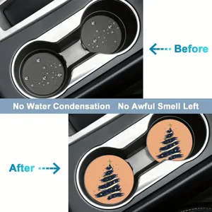 Christmas tree silicone car coaster absorbent non-slip cup holder mat for auto interior
