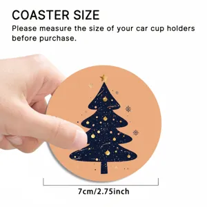 Christmas silicone car coaster 7cm absorbent heat insulation round cup mat for vehicle holders