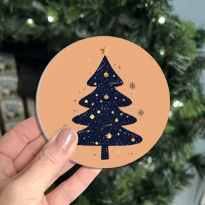 Christmas silicone coaster detail, festive tree pattern heat resistant drink mat for coffee
