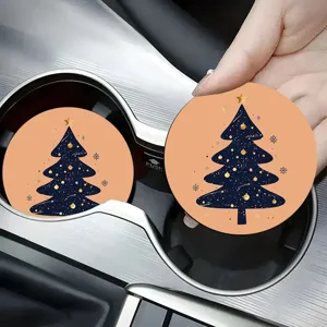 Christmas Silicone Coaster Cartoon Santa Claus Print Heat Insulated Non-slip Car Cup Mat Festive Home Coffee Table Decoration