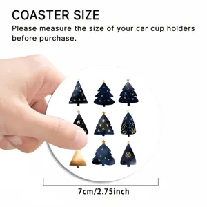 Christmas car coaster round silicone absorbent heat insulation mat 7cm cup holder accessory