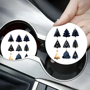 Christmas tree car cup coaster absorbent silicone coffee cup mat for auto interior decoration