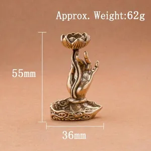Solid brass lotus Guanyin hand incense holder, fine metal craft for home decor and office.