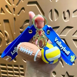 Cartoon creative ball keychain sports pendant cute bag charm gift for men women kids key ring