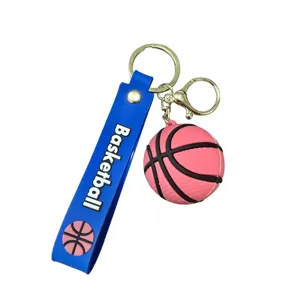 Cute pink basketball keychain and silicone strap bag pendant charm for sports fans gifts