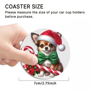 Christmas Chihuahua car coaster cute rubber cup holder insert 7cm holiday auto drink coaster