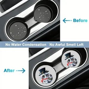 Set di sottobicchieri per auto con procione carino in ceramica assorbente per interni auto belli.