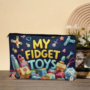 Canvas opbergtas met schattig fidget toys patroon, draagbare cosmetische etui en tas.