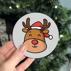 Cute cartoon reindeer car coaster anti slip cup mat interior decoration accessories