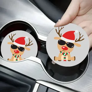 Leuke Cartoon Kerst Siliconen Auto Onderzetter Antislip Waterdicht Beker Mat Auto Interieur Decor Bekerhouder Inzet