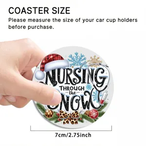Christmas nursing car coaster absorbent rubber cup mat 7cm vehicle cup holder insert pad