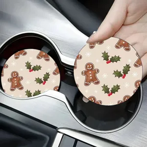 Set sottobicchieri auto omino di pan di zenzero di Natale, tappetino fiocco di neve.