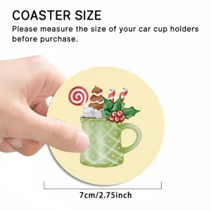 Christmas car coaster 7cm absorbent cup holder mat holiday auto interior decor drink coaster