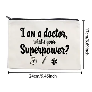 Canvas cosmetische tas dokter thema rits make-up etui draagbare opbergtas afmeting 24x17cm