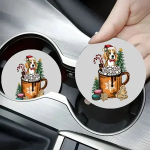 Kerst beagle auto onderzetter schattige cartoon bekerhouder mat antislip auto accessoires