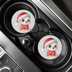 Sottobicchieri per portabicchieri auto con simpatico design di orso natalizio, decorazione.