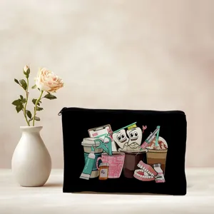 Cute dental cartoon canvas cosmetic bag, portable zipper travel pouch and cute pencil case.