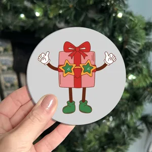 Posavasos de coche de dibujos animados de cuero anti-quemaduras detalle caja de regalo lindo