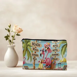 Canvas cosmetic bag travel makeup pouch zipper toiletry bag for women daily organizer use