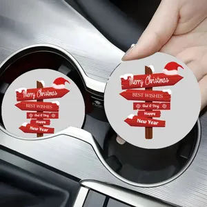 Kerst ronde siliconen auto onderzetter set, antislip bekerhouder inleg, feestelijke decoratie.