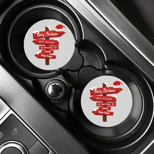 Kerst auto onderzetter siliconen ronde bekerhouder mat feestelijke vakantie decoratie