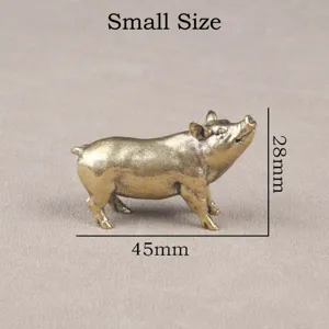 Figurina maiale in ottone scultura animale zodiacale decorazione da scrivania tè pet 45mm
