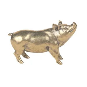 Statuetta di maiale in ottone vintage scultura di animale zodiacale cinese miniatura