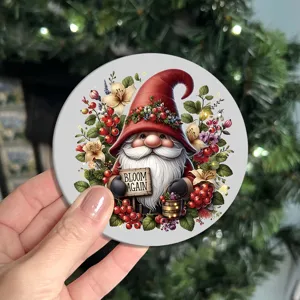 Christmas gnome silicone coaster heat-resistant festive drink table mat for home kitchen and coffee decor