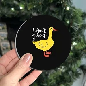 Cute yellow duck car cup holder coaster, anti-slip silicone drink mat for auto interior.