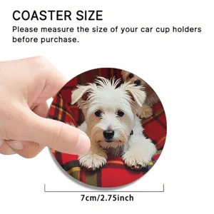 Sottobicchiere per auto in silicone con motivo di cane carino, tappetino antiscivolo, 7cm.