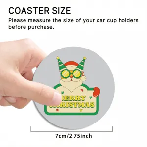 Cute Christmas cartoon car cup coaster anti-slip silicone mat 7cm universal interior decor