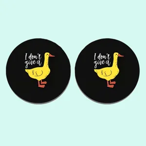 Cute funny yellow duck car cup coaster set, anti-slip silicone auto drink holder insert mats.