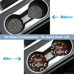 Silicone car cup coaster absorbent auto drink holder insert mats coffee pattern 2pc