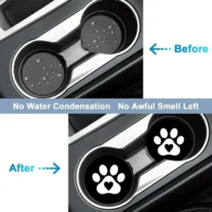 Silicone car cup holder coaster with cute paw print design for interior anti-slip protection.
