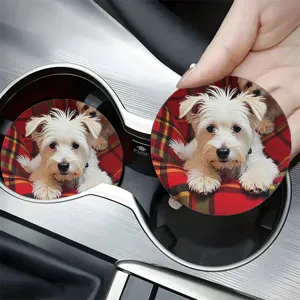 Sottobicchiere per auto in silicone con simpatico cane bianco tappetino antiscivolo portaoggetti