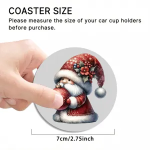 Christmas gnome silicone car coaster, heat resistant drink cup holder mat for auto and home decor.