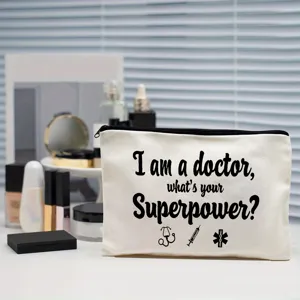Canvas cosmetische etui met rits, draagbare make-uptas en etui voor briefpapier.