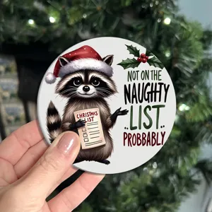 Christmas raccoon car cup coaster non-slip round cute holiday beverage mat for auto home