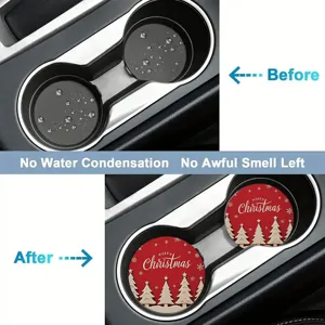 Set di sottobicchieri per auto di Natale, tappetini assorbenti antiscivolo per porta tazza.