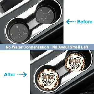 Autobekerhouder onderzetters met verpleegster luipaard print, waterdichte siliconen accessoires.