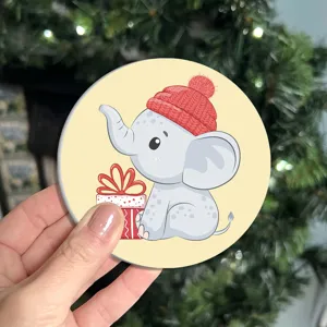 Cute cartoon elephant print car cup coaster, non-slip anti-scald vehicle interior accessory