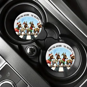 Weihnachten Esel Auto Untersetzer Set, lustige feiertags saugfähige Keramik Becherhalter Auto