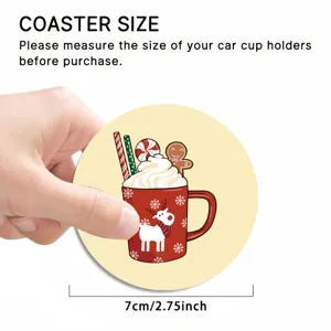 Christmas car coaster absorbent ceramic cup holder mat festive winter holiday design 7cm
