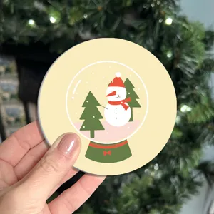 Leuke Kerst Sneeuwman Sneeuwbol Ontwerp Ronde Onderzetter Tafelmat voor Thuis Dranken