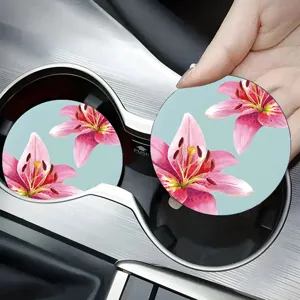 Silicone Car Cup Coaster Non-Slip Waterproof Table Mat Ins Style Cute Printed Automotive Interior Drink Coasters