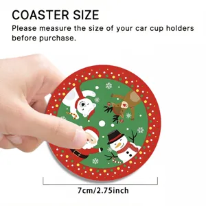 Sottobicchiere auto di Natale 7cm tappetino rotondo festivo per portabicchieri con motivi.