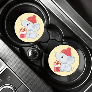 Cute cartoon elephant car cup coaster non-slip mat interior decoration accessory