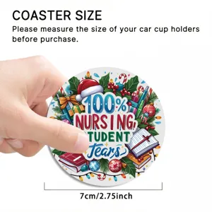 Christmas nursing student car cup coaster round non-slip silicone drink coaster 7cm wide