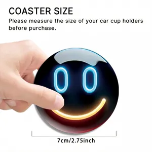 Auto Untersetzer 7cm Neon Smiley Antirutsch Becherhalter Matte für KFZ Innenraum Dekor