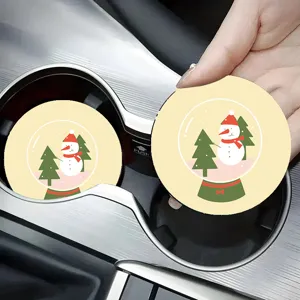 Schattige Kerstman Siliconen Auto Beker Onderzetter Ronde Antislip Hittebestendige Mat Kerst Cartoon Automotive Drinken Onderzetters